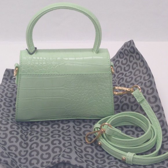 Grey Label Mini Couture Green Croc Embossed Mini Purse Cross Shoulder Bag NWT - Picture 6 of 13